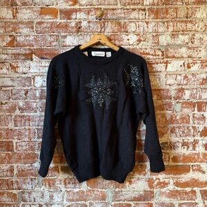 Black Sweater with Embellished Design
